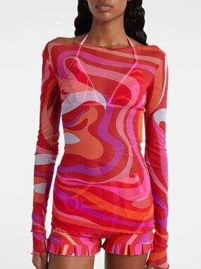 Pucci Marmo Semi-Sheer Tulle Top